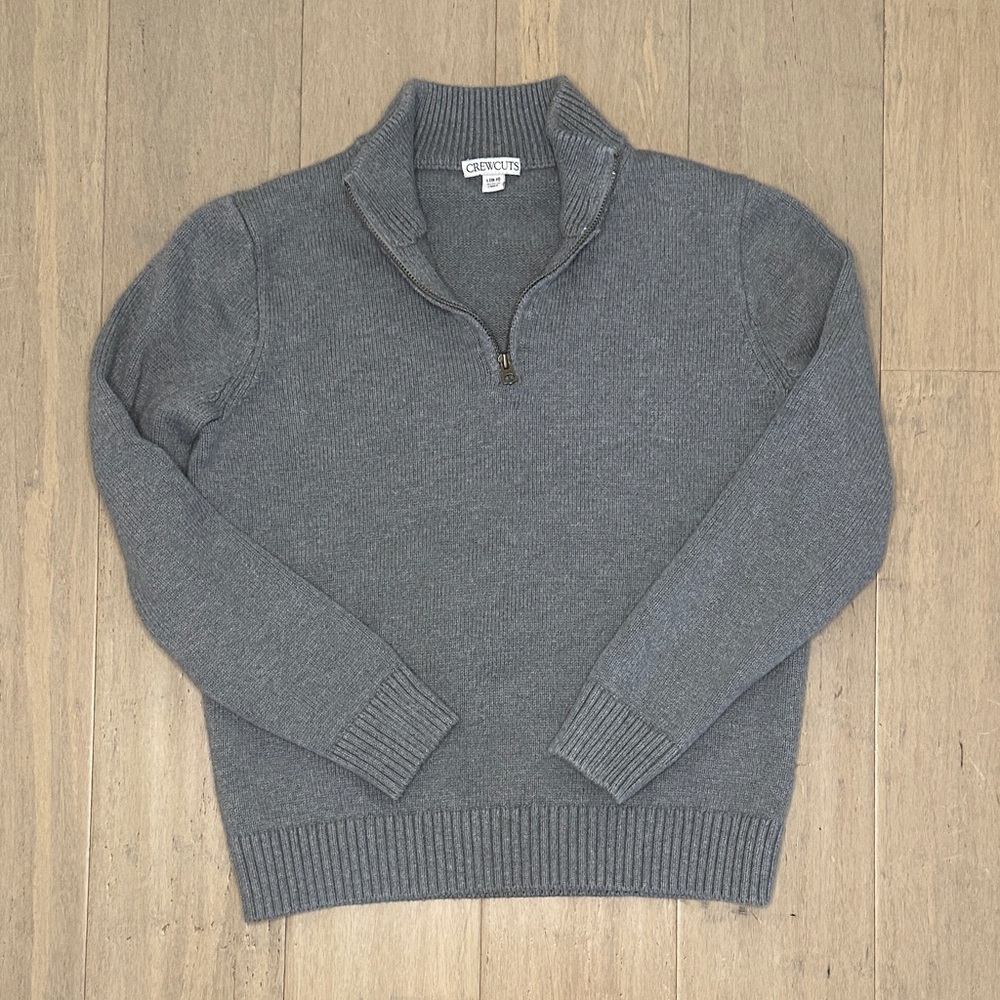 Crewcuts Kids Gray Heritage Cotton Quarter-Zip Sweater Large (10-11)